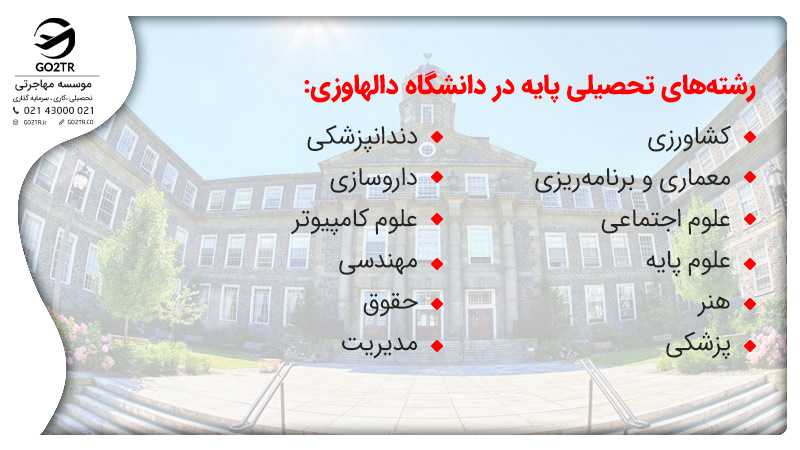 رشته های دانشگاه دالهاوزی