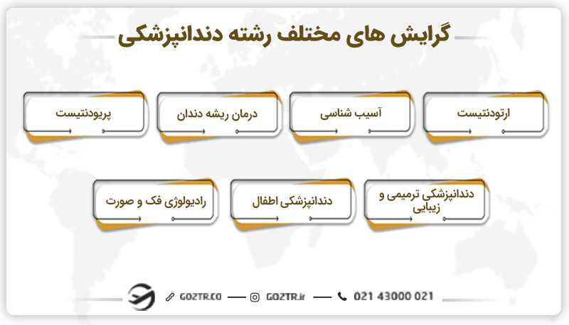 گرایش‌ های مختلف رشته دندانپزشکی