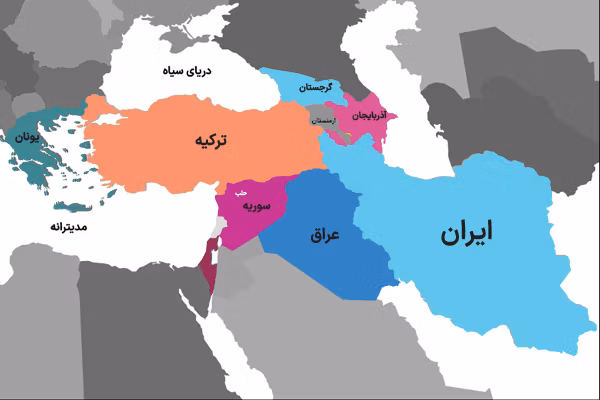 نقشه کشور ترکیه و همسایگانش