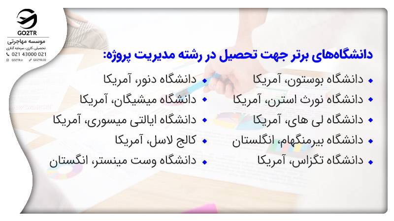 دانشگاه های برتر در رشته مدیریت پروژه