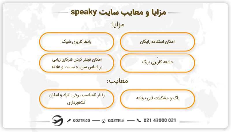 مزایا و معایب سایت speaky