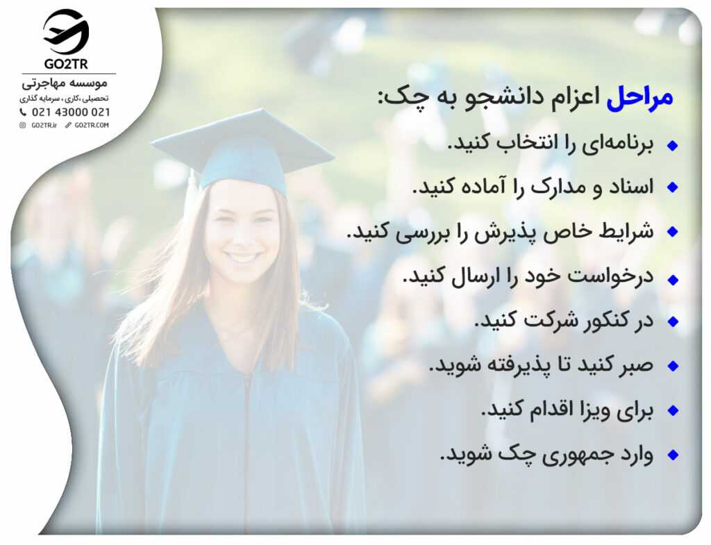 مراحل اعزام دانشجو به چک