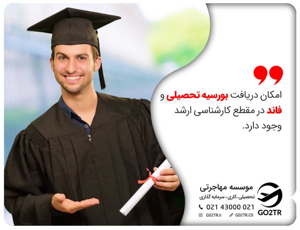 امکان دریافت بورسیه تحصیلی و فاند در مقطع کارشناسی ارشد وجود دارد.