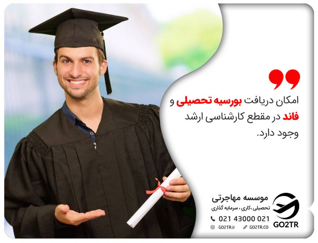 امکان دریافت بورسیه تحصیلی و فاند در مقطع کارشناسی ارشد وجود دارد.