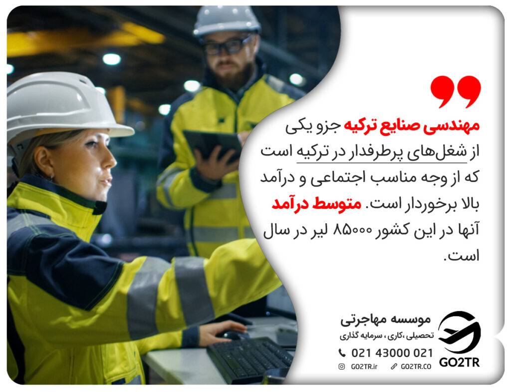 مشاغل ایجاد شده برای فارغ‌التحصیلان رشته مهندسی صنایع ترکیه