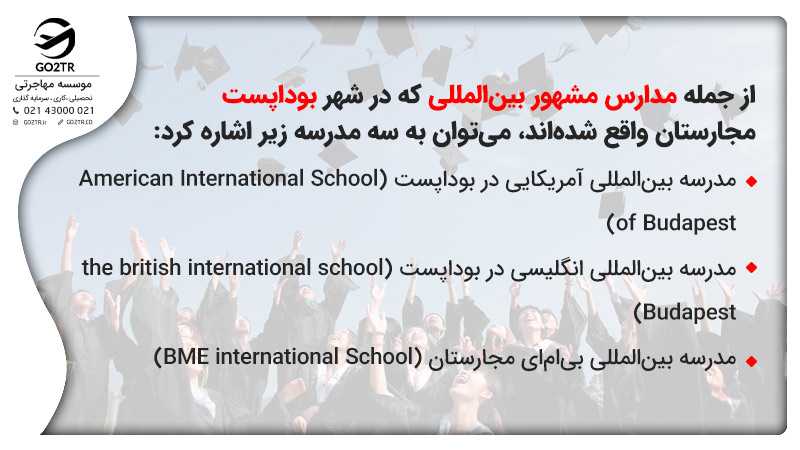 مدارس بینالمللی جهت تحصیل در مدارس مجارستان