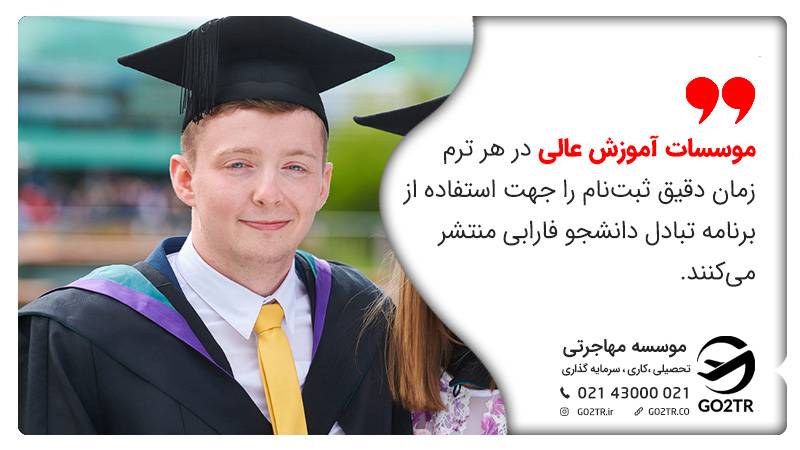 زمان ثبت نام در بورسیه تبادل دانشجو فارابی
