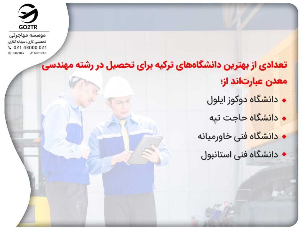 بهترین دانشگاه‌های رشته مهندسی معدن ترکیه