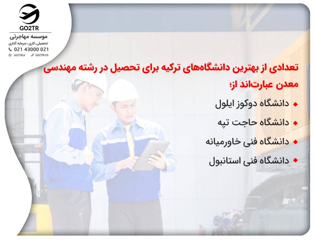 بهترین دانشگاه‌های رشته مهندسی معدن ترکیه
