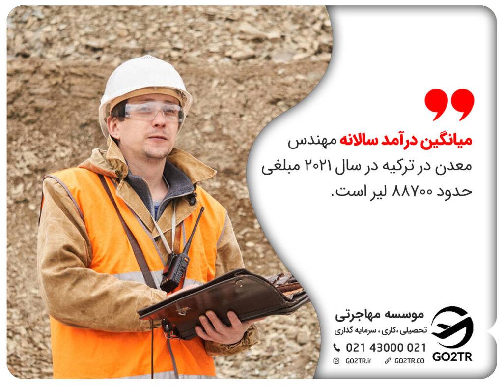 درآمد فارغ‌التحصبلان رشته رشته مهندسی معدن ترکیه