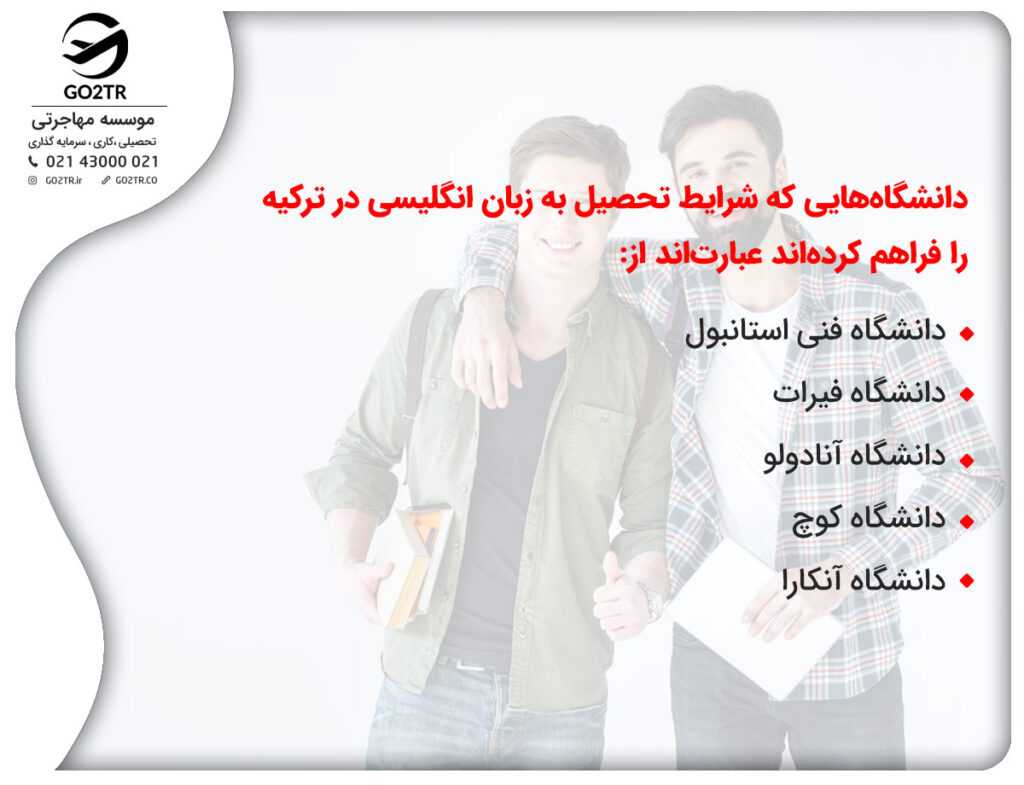 تحصیل به زبان انگلیسی در ترکیه در دانشگاههای مختلف