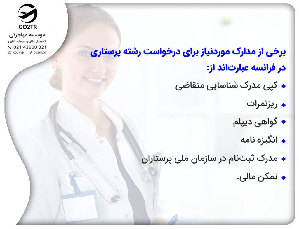 اسناد و مدارک تحصیل پرستاری در فرانسه