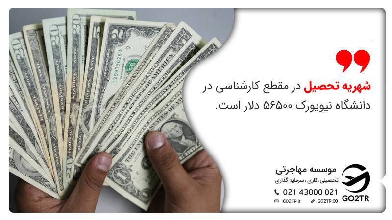 شهریه تحصیل در مقطع کارشناسی در دانشگاه نیویورک ۵۶۵۰۰ دلار است.