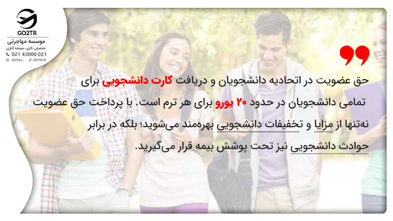 عضویت در اتحادیه دانشجویی و دریافت کارت دانشجویی اتریش با پرداخت بیست یورو در ترم ممکن است.