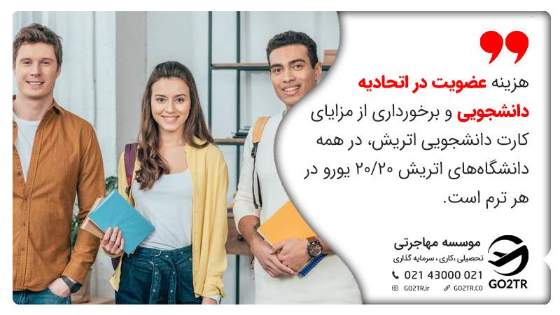 هزینه عضویت در اتحادیه دانشجویی و برخورداری از مزایای کارت دانشجویی اتریش، در همه دانشگاه‌های اتریش و دانشگاه اینسبروک اتریش ۲۰/۲۰ یورو در هر ترم است.
