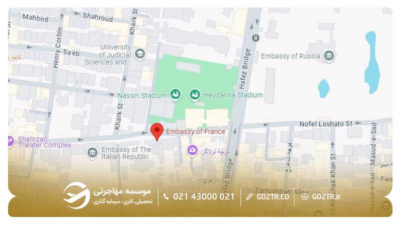 موقعیت سفارت فرانسه