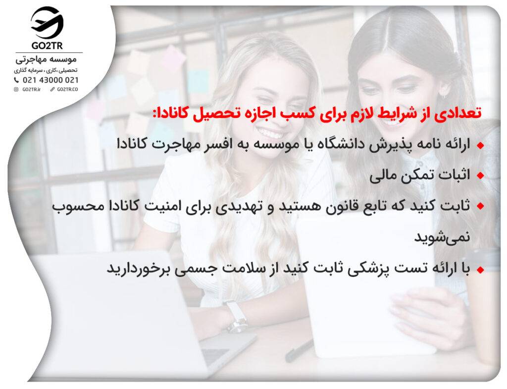 شرایط دریافت اجازه تحصیل کانادا