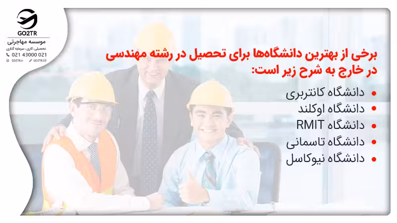 برخی از بهترین دانشگاهها برای تحصیل در رشته مهندسی در خارج