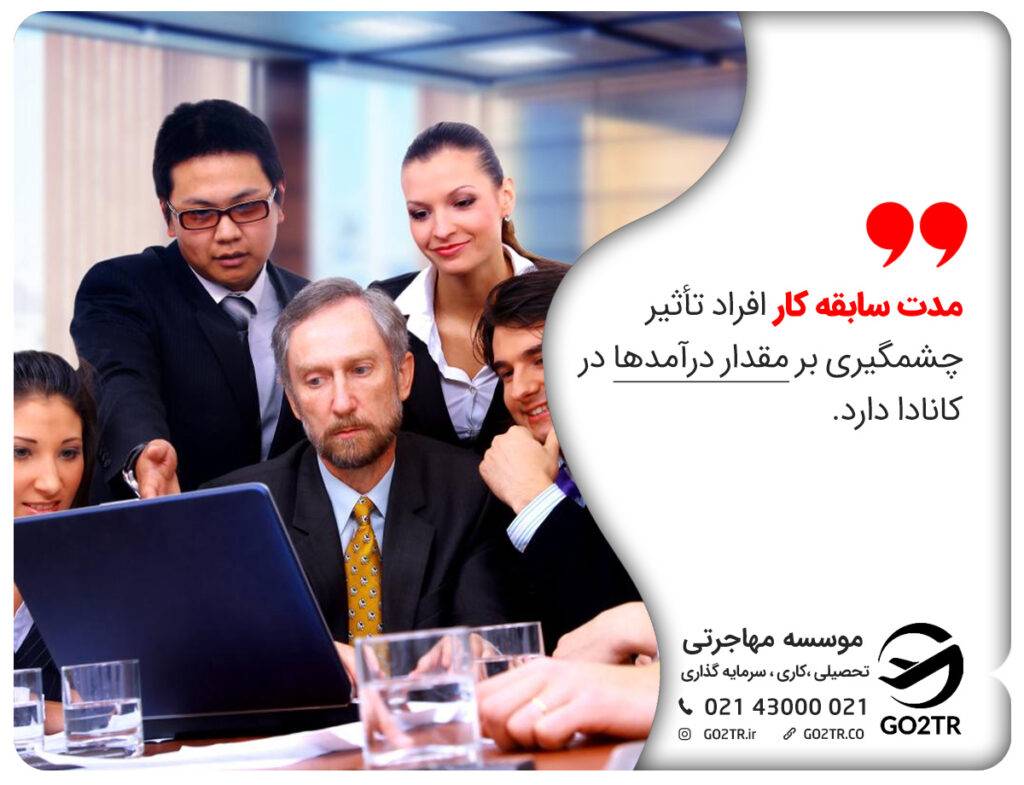 درآمد در کانادا براساس سابقه