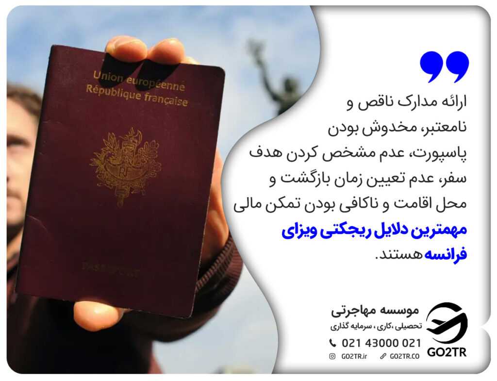 دلایل ریجکتی ویزای فرانسه