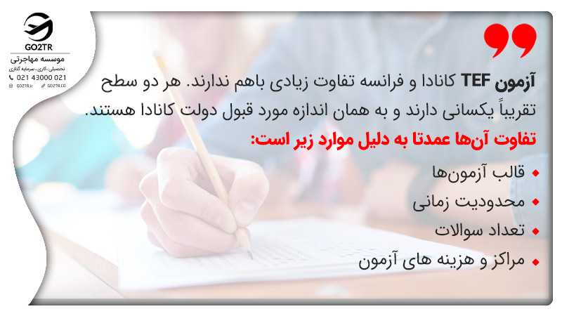 دلایل تفاوت آزمون TEF کانادا و فرانسه