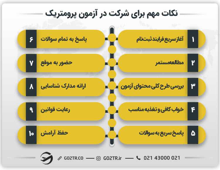 نکات مهم برای شرکت در آزمون پرومتریک