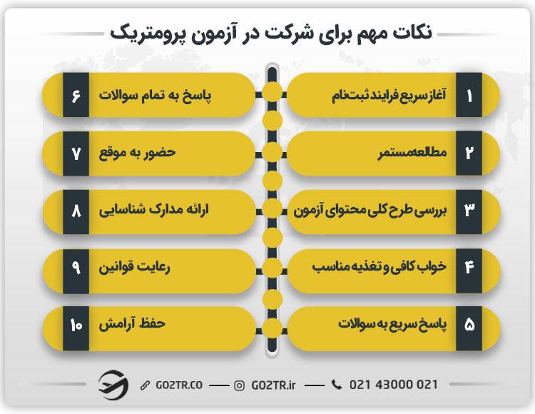 نکات مهم برای شرکت در آزمون پرومتریک
