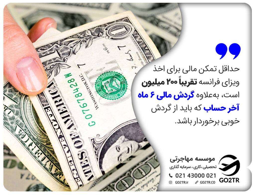 حداقل تمکن مالی برای اخذ ویزای فرانسه 