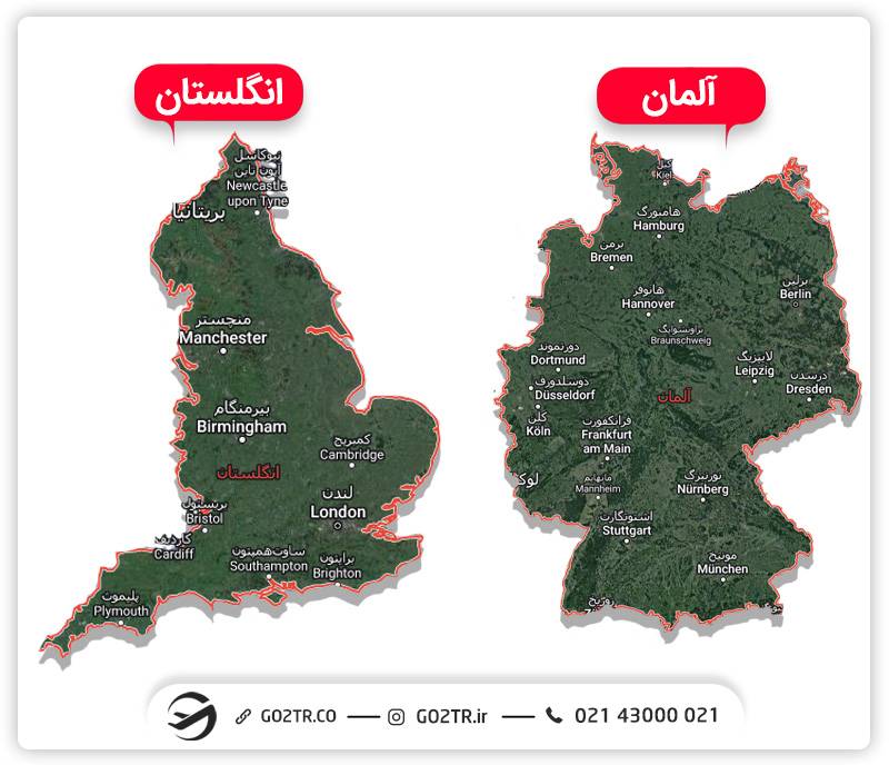 نقشه دقیق انگلستان و آلمان