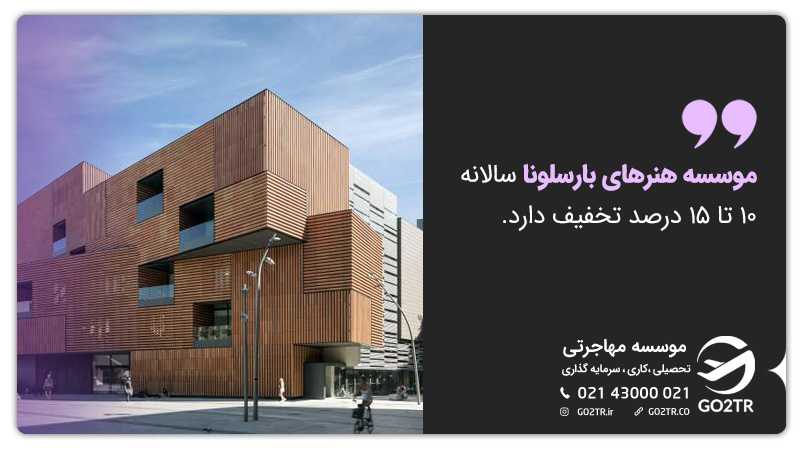 تخفیف سالانه شهریه موسسه هنرهای بارسلونا