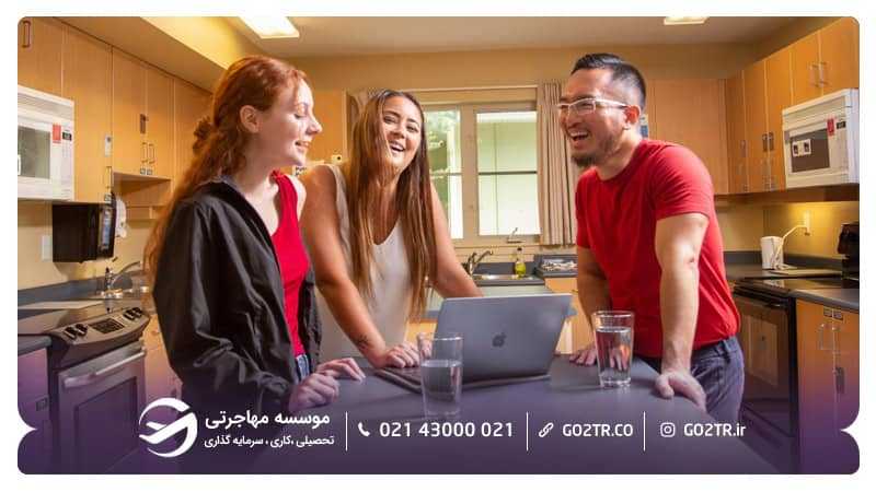 تصویر فضای آشپزخانه خوابگاه دانشگاه جزیره ونکوور کانادا
