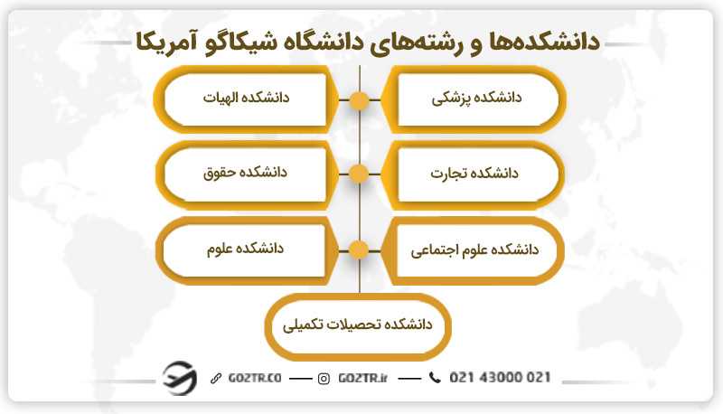 دانشکده ها و رشته های دانشگاه شیکاگو آمریکا
