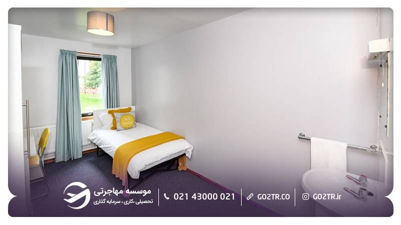 تصویری از یکی از اتاق‌های خوابگاه North Court دانشگاه آبردین انگلستان