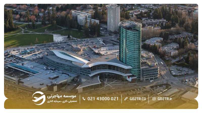 نمای هوایی پردیس سوری دانشگاه سایمون فریزر کانادا