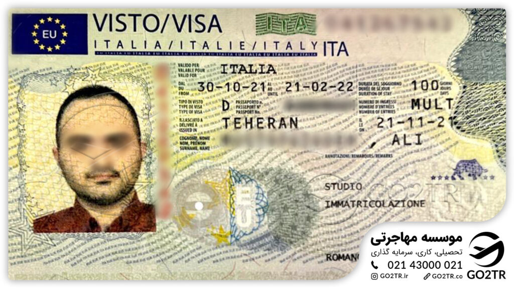 ویزای ایتالیا اخذ شده توسط موسسه مهاجرتی GO2TR
