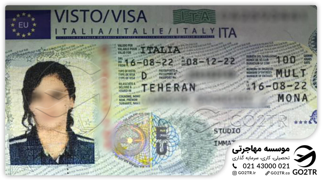 ویزای ایتالیا اخذ شده توسط موسسه مهاجرتی GO2TR