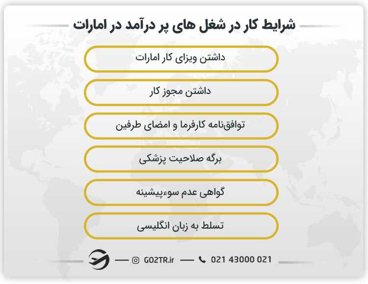 شرایط کار در شغل های پر درآمد در امارات