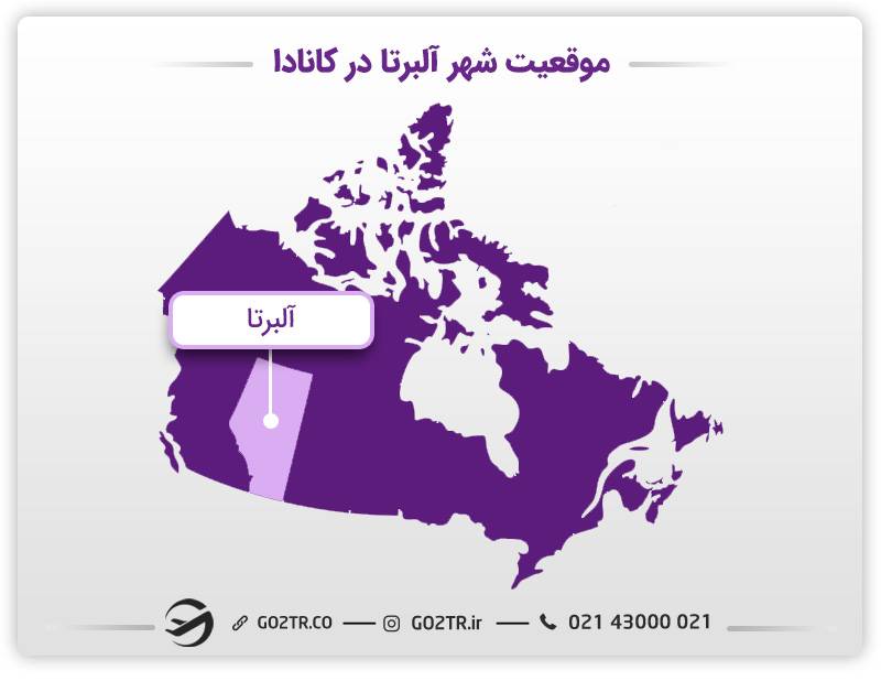 موقعیت شهر آلبرتا در کانادا