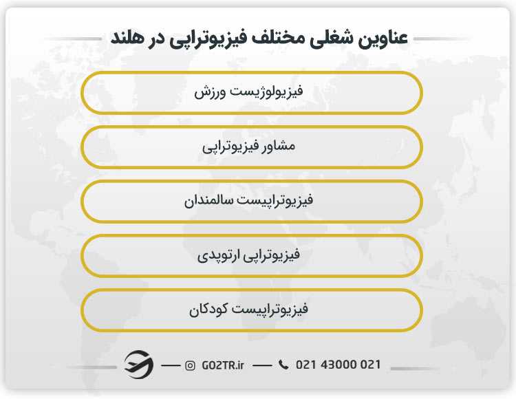 عناوین شغلی مختلف فیزیوتراپی در هلند