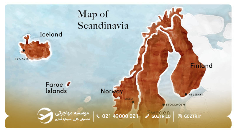 نقشه کشورهای اسکاندیناوی