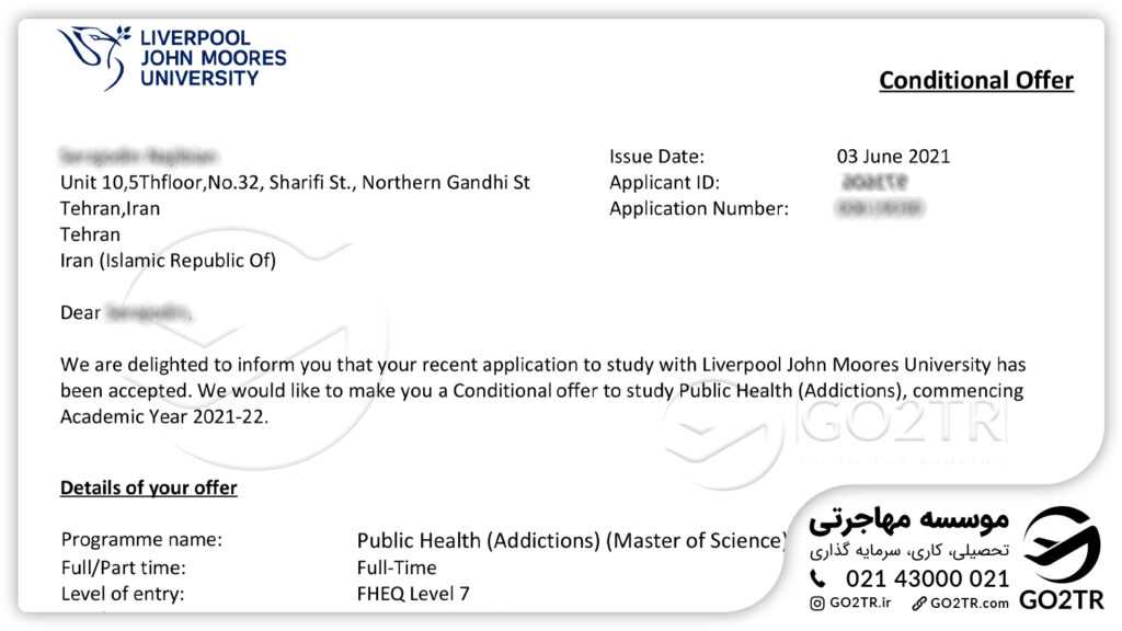مهاجرت تحصیلی به انگلیس و اخذ پذیرش از دانشگاه لیورپول جان مورز انگلستان توسط کارشناسان GO2TR
