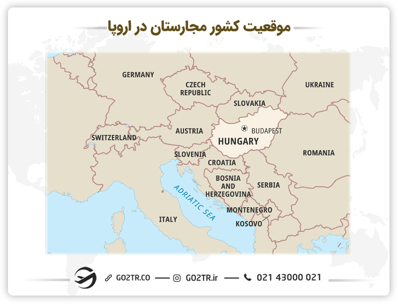 موقعیت کشور مجارستان در اروپا