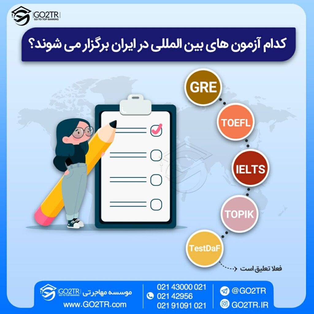 اینفوگرافی آزمون بین‌المللی که در ایران برگزار می‌شوند
