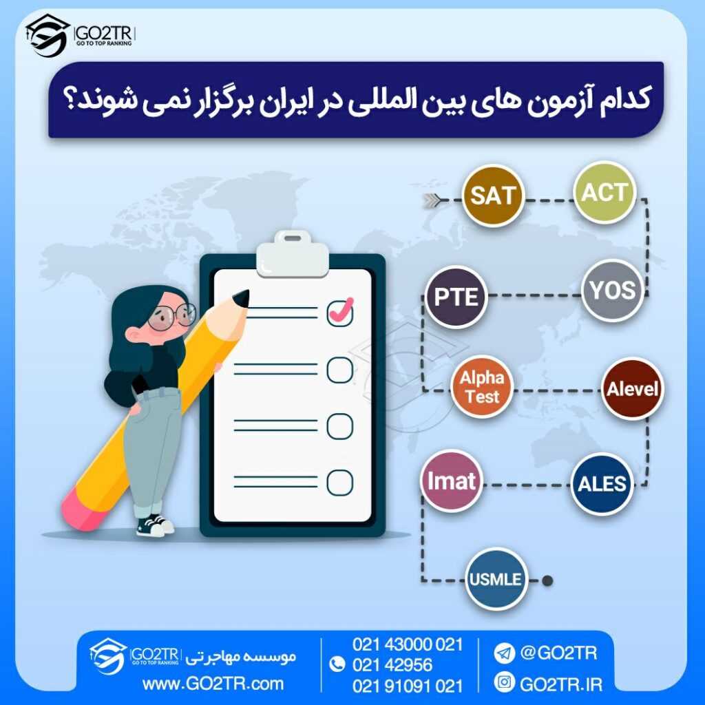 اینفوگرافی آزمون بینالمللی که در ایران برگزار نمیشوند
