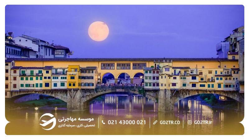 نمایی از شهر فلورانس ایتالیا در شب