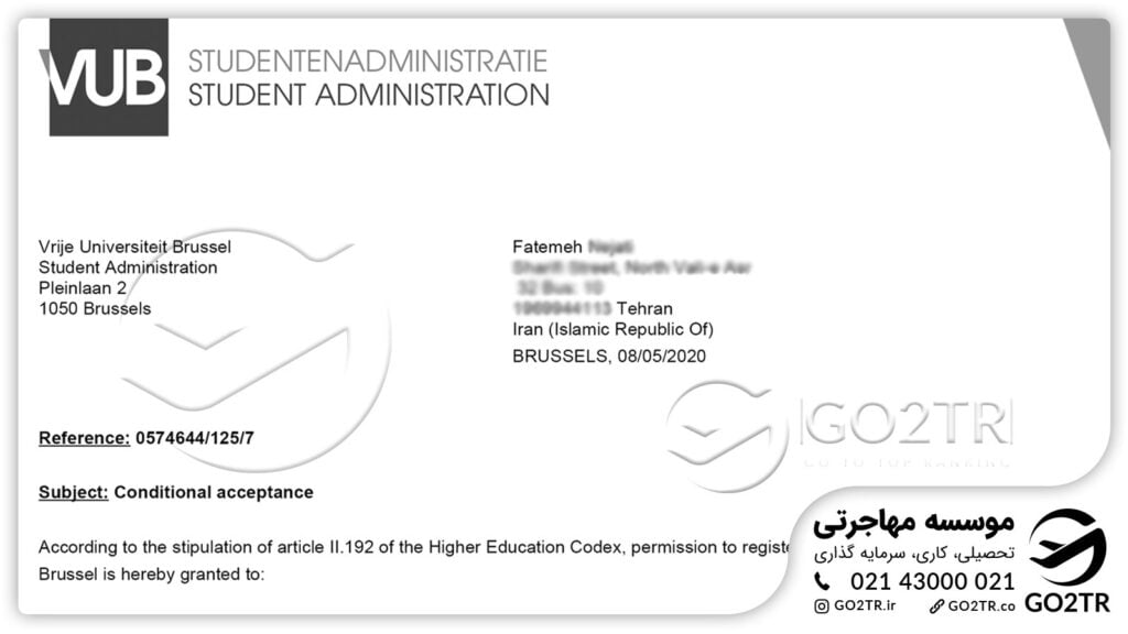 اخذ پذیرش از دانشگاه های بلژیک توسط موسسه GO2TR