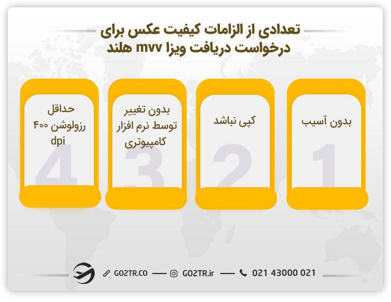 تعدادی از الزامات کیفیت عکس برای درخواست دریافت ویزای mvv هلند