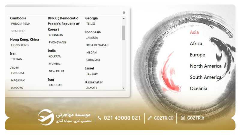 مرحله اول رزرو وقت سفارت چین