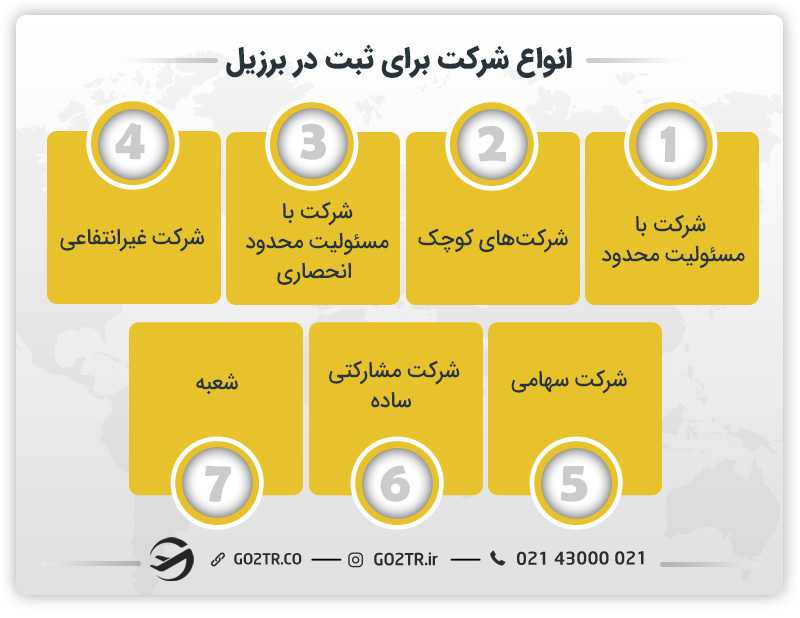 انواع شرکت برای ثبت در برزیل