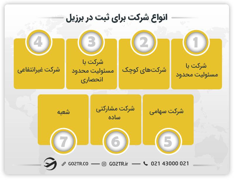 انواع شرکت برای ثبت در برزیل